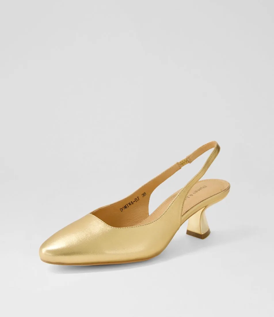 DJANGO & JULIETTE Domina Old Gold Leather Heels