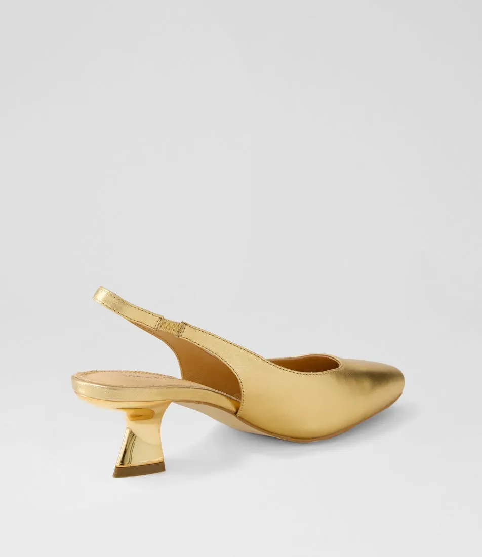 DJANGO & JULIETTE Domina Old Gold Leather Heels