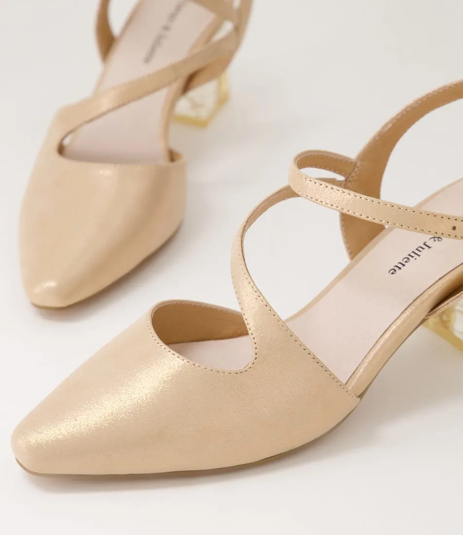 DJANGO & JULIETTE Halian Rose Gold Shimmer Leather Heels