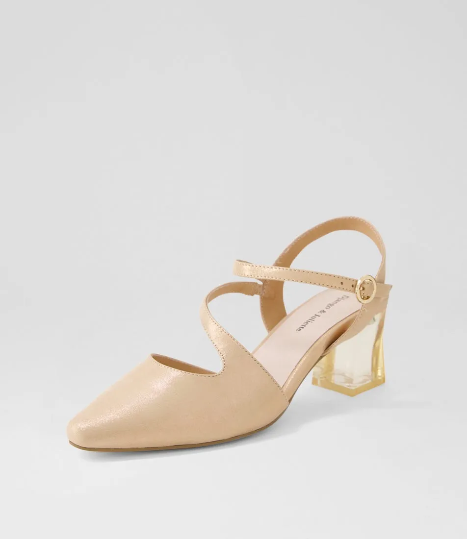 DJANGO & JULIETTE Halian Rose Gold Shimmer Leather Heels