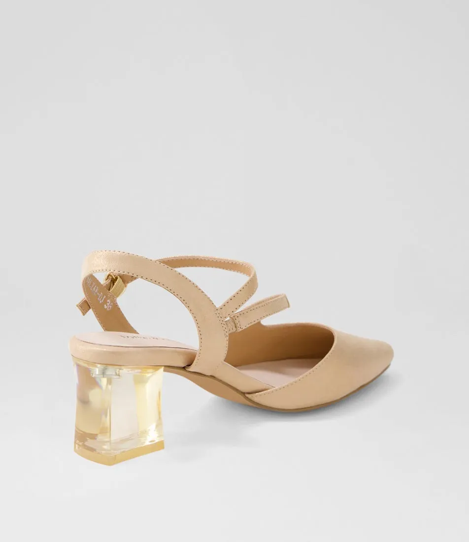 DJANGO & JULIETTE Halian Rose Gold Shimmer Leather Heels