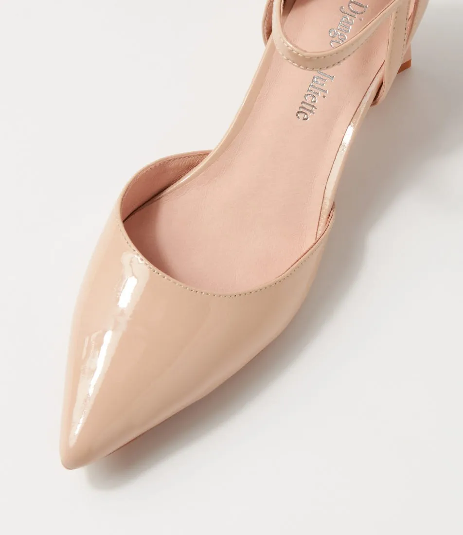 DJANGO & JULIETTE Illie Cappuccino Patent Leather Heels