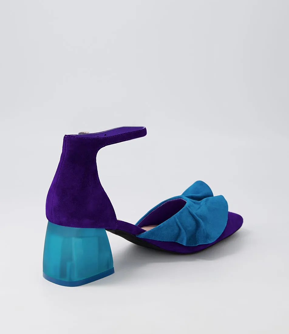 DJANGO & JULIETTE Makiko Purple Turquoise Suede Mary Jane Heels