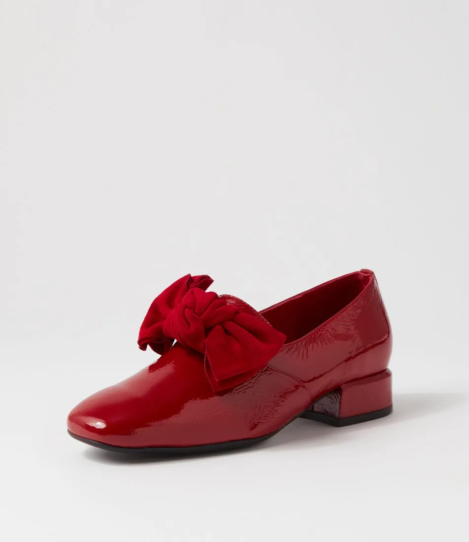 DJANGO & JULIETTE Varva Dark Red Patent Suede Heels