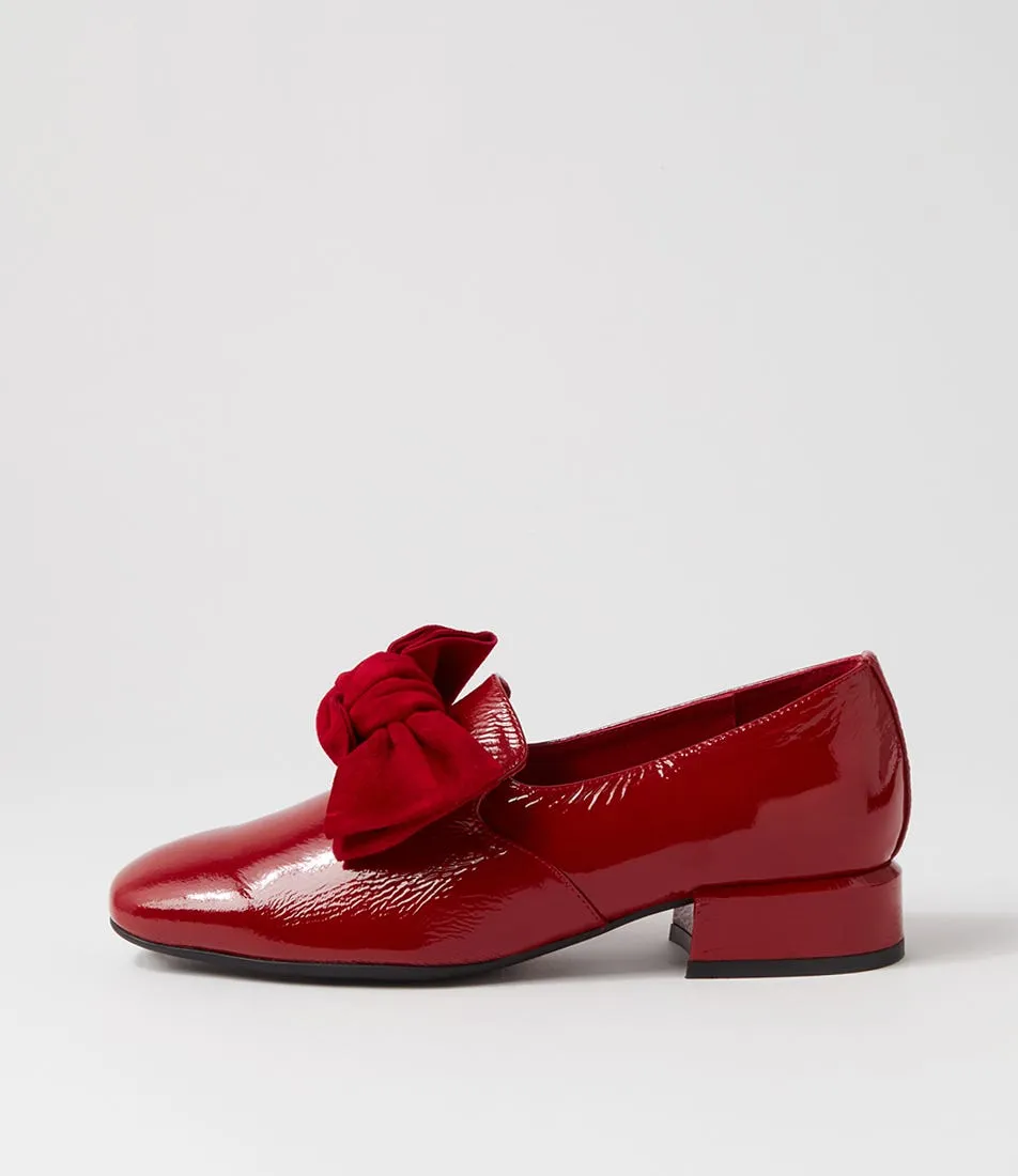 DJANGO & JULIETTE Varva Dark Red Patent Suede Heels