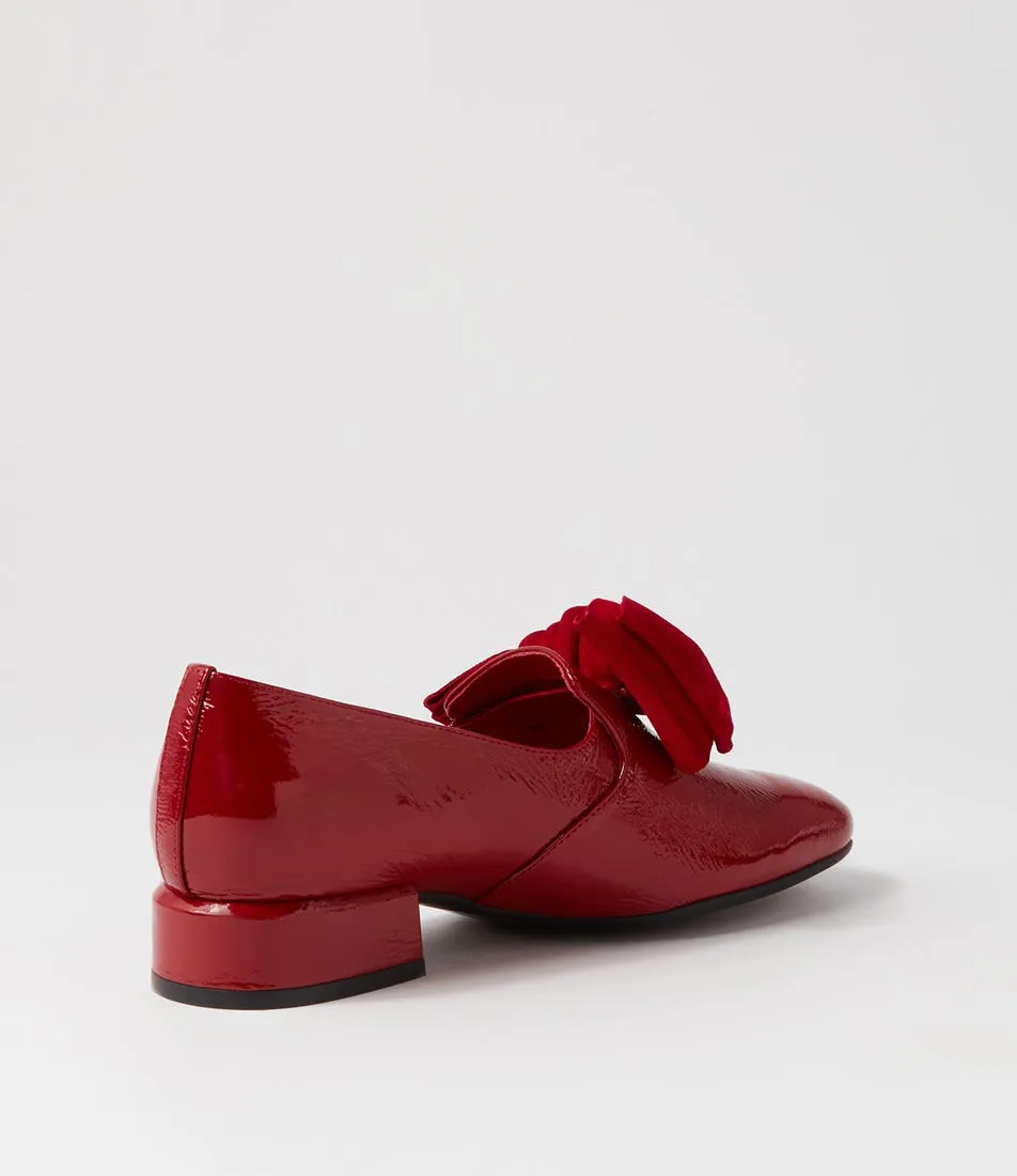 DJANGO & JULIETTE Varva Dark Red Patent Suede Heels