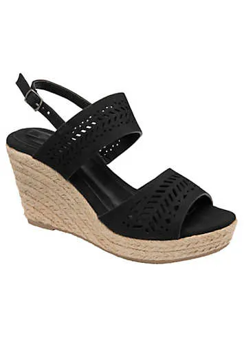 Dunlop Cece Black Double Strap Wedges