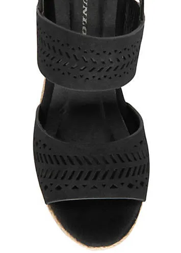 Dunlop Cece Black Double Strap Wedges