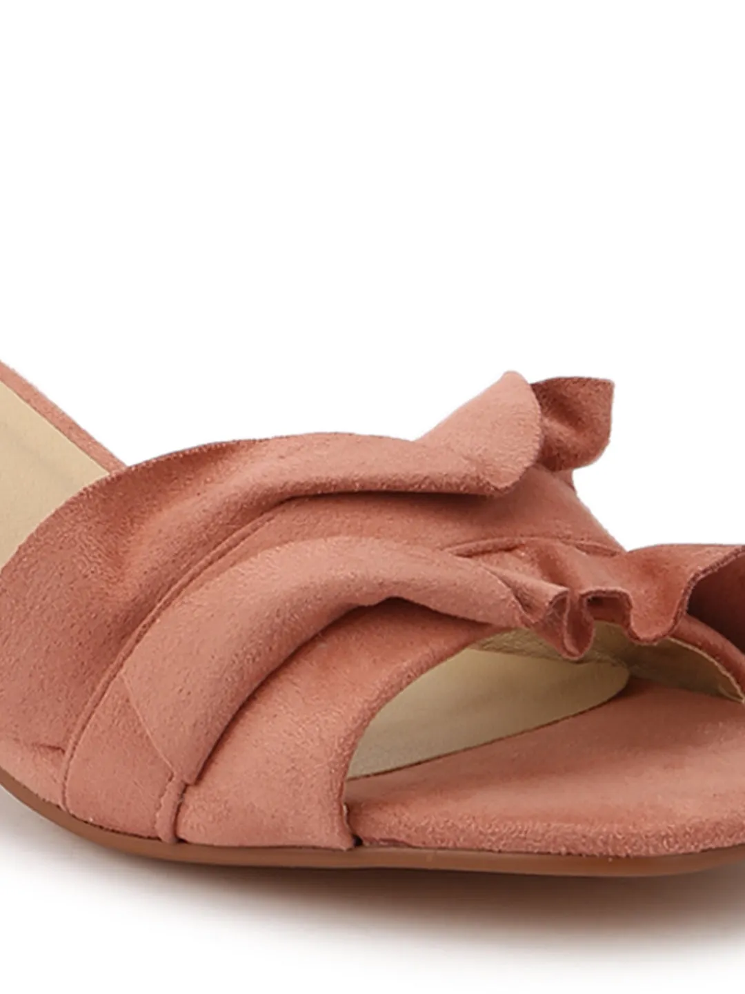 Dusty Pink Micro Slip-On Low Block Heels