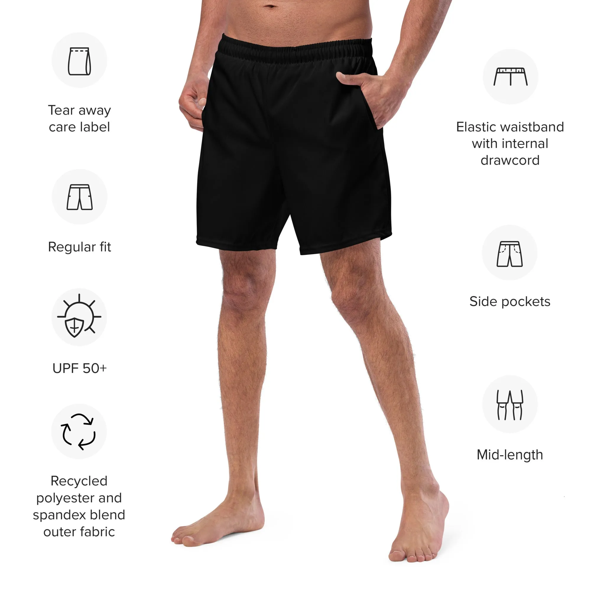 Men's Eco-Friendly Black Swim Trunks