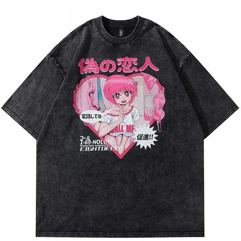 EightDecay Anime Cartoon Girl Loose T-Shirt