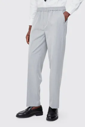 Elastic Waist Straight Fit Tailored Trousers