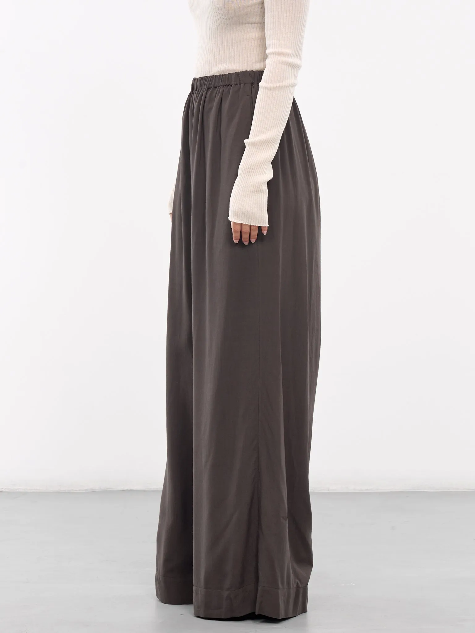 Elasticated Wide Leg Trousers (QUPZ30007A-QZ017-DARK-BROWN)