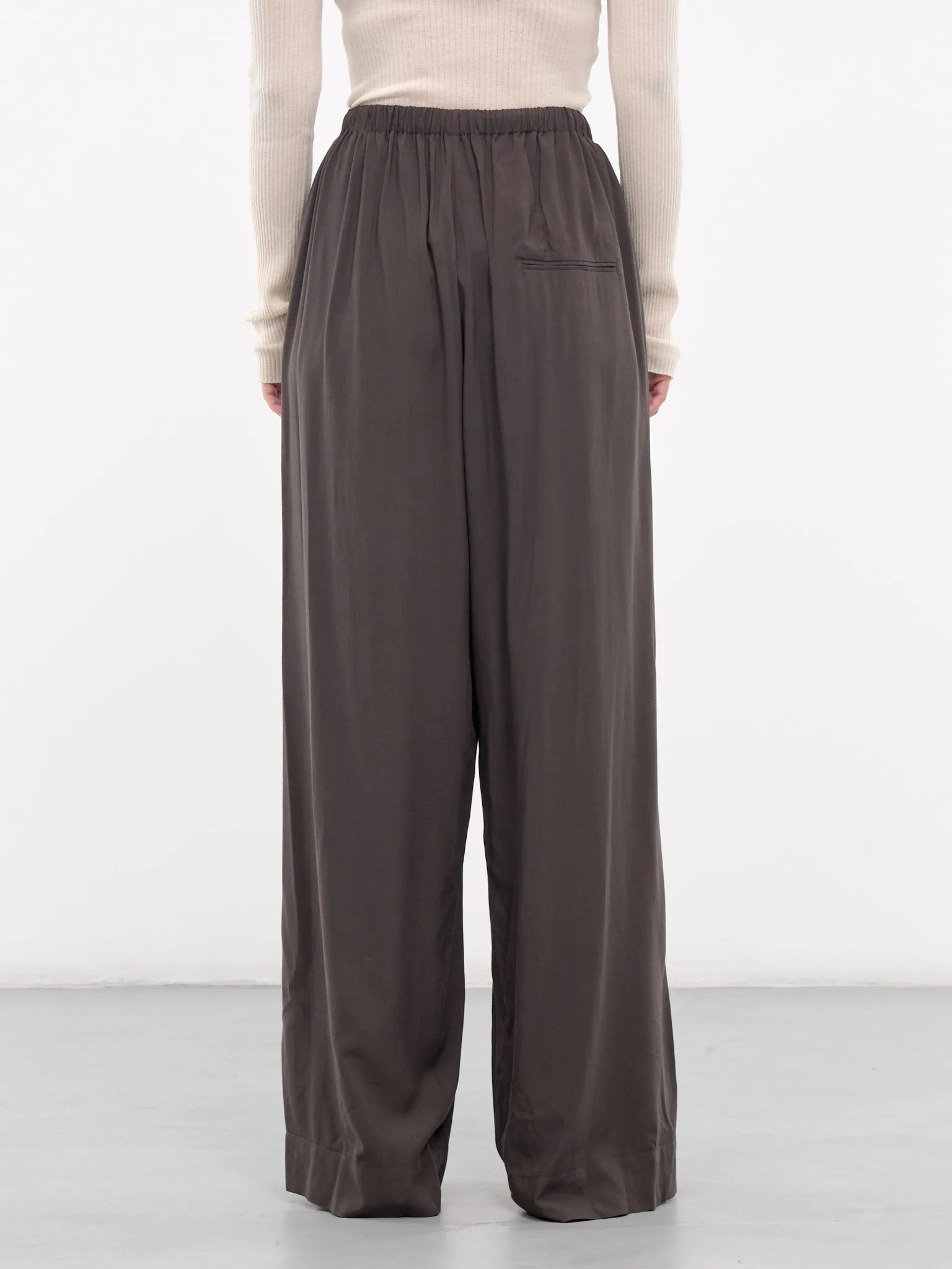 Elasticated Wide Leg Trousers (QUPZ30007A-QZ017-DARK-BROWN)