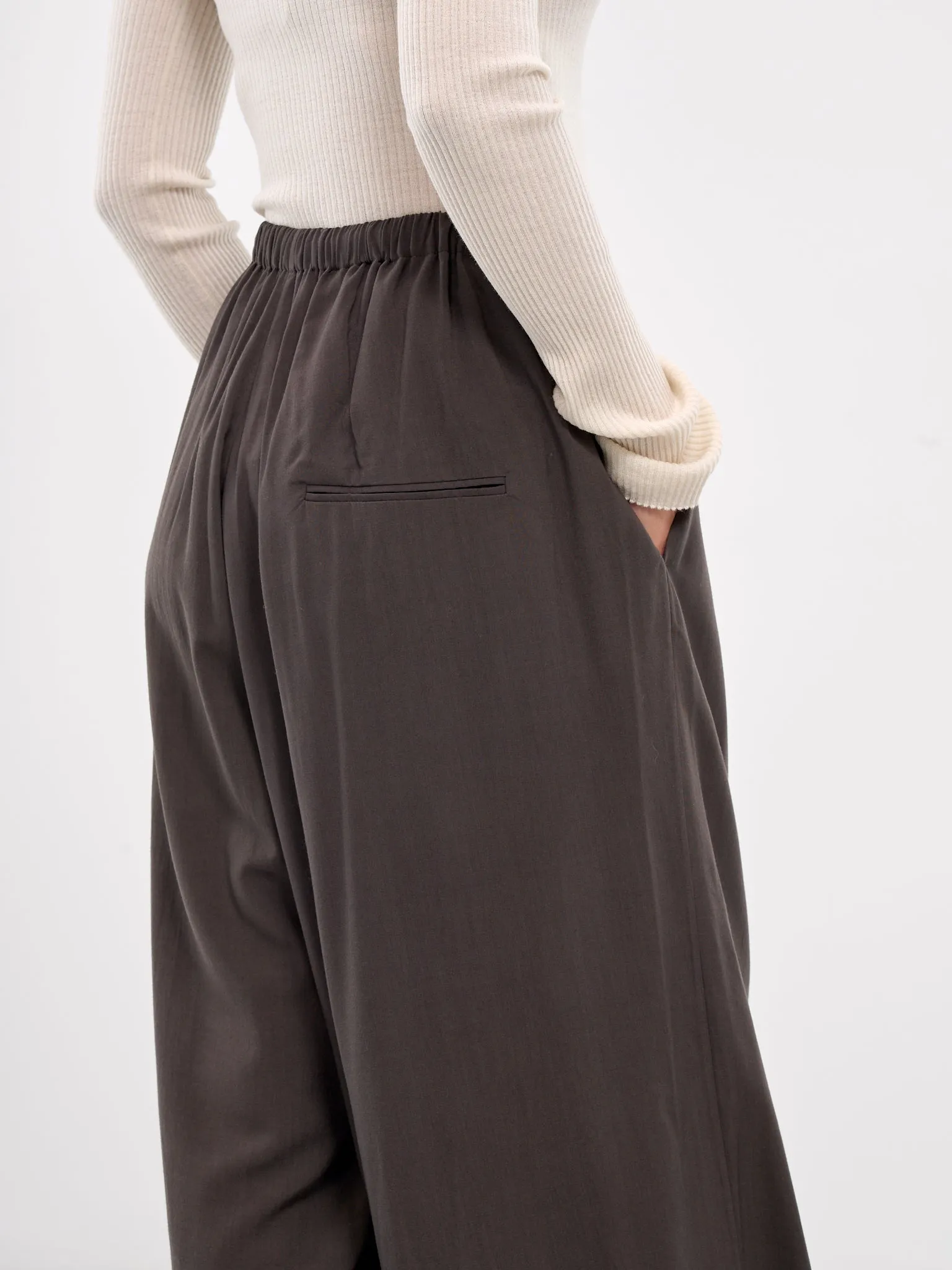 Elasticated Wide Leg Trousers (QUPZ30007A-QZ017-DARK-BROWN)