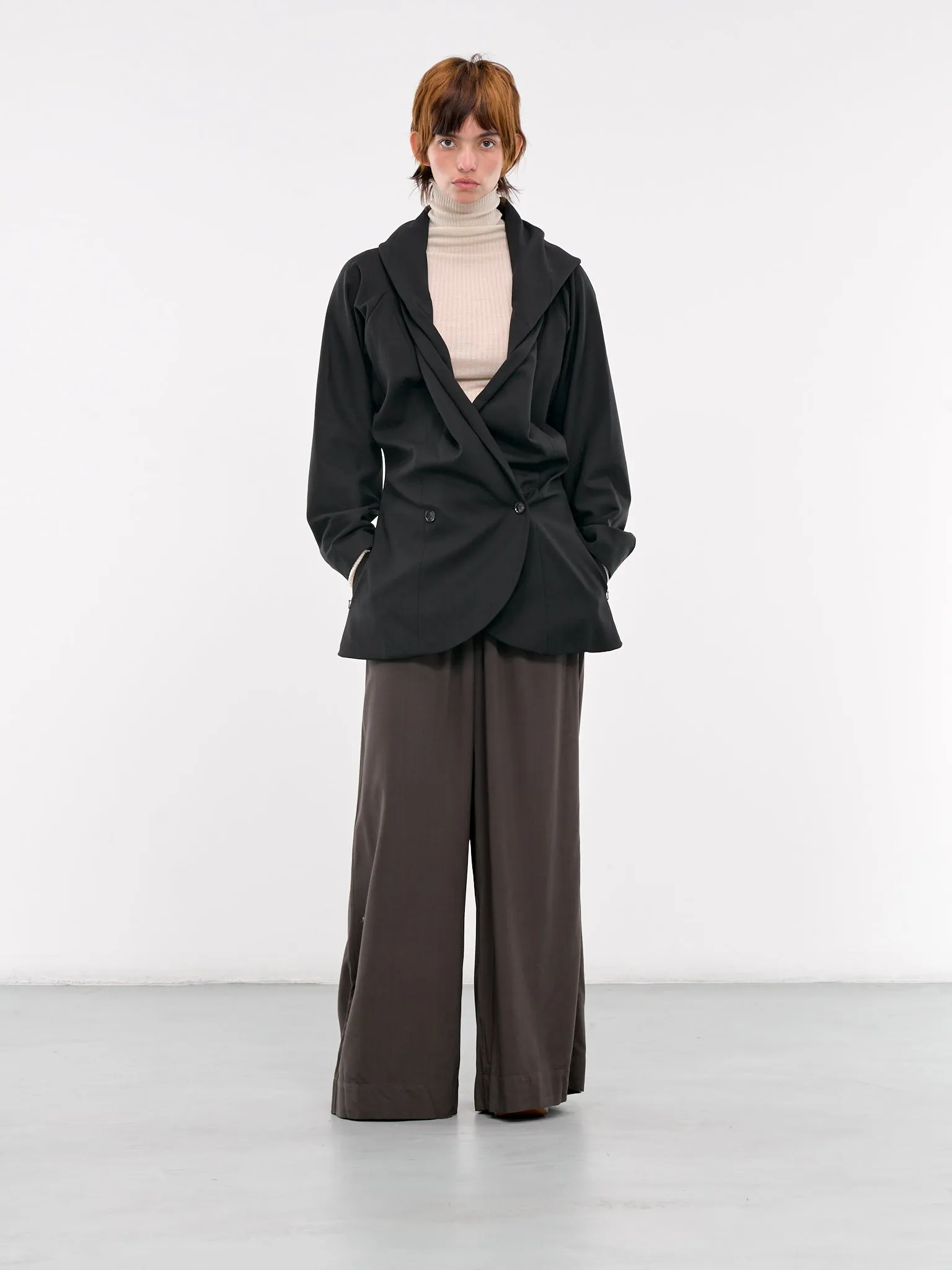 Elasticated Wide Leg Trousers (QUPZ30007A-QZ017-DARK-BROWN)