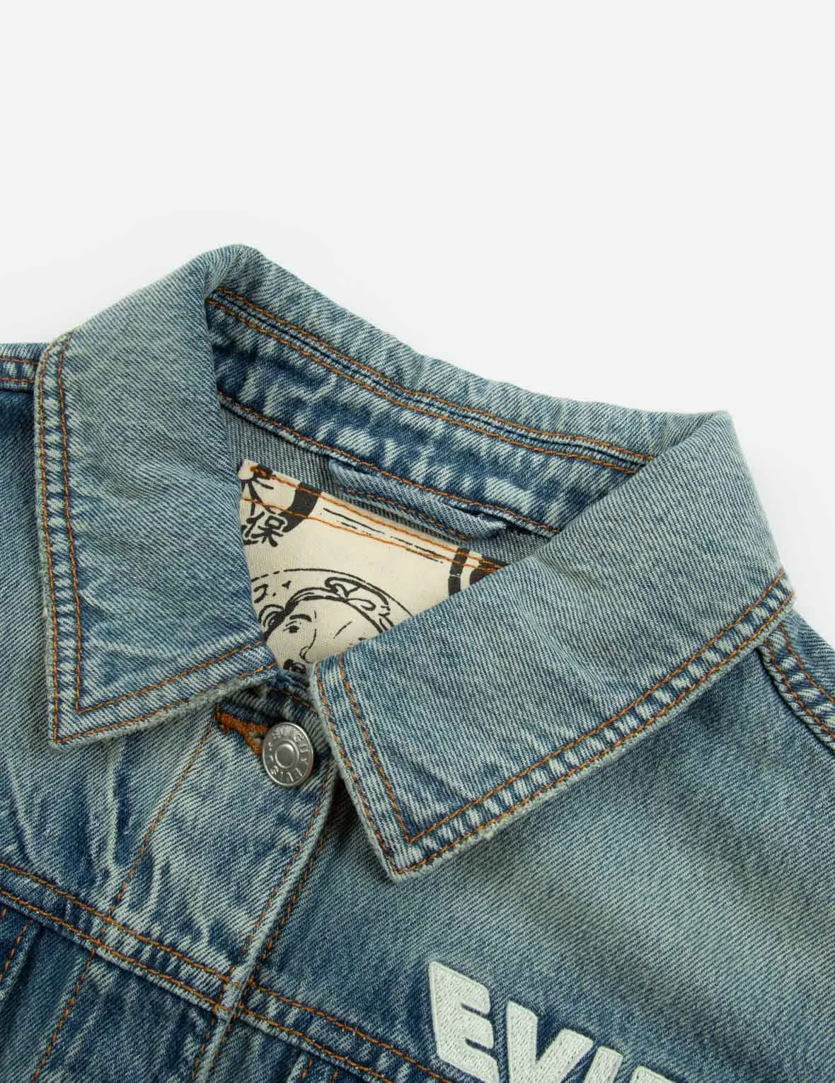 Embellished Denim Seagull Appliqué Denim Jacket