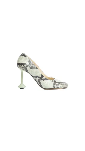 Pistachio Embossed Snake Print Toy Pumps