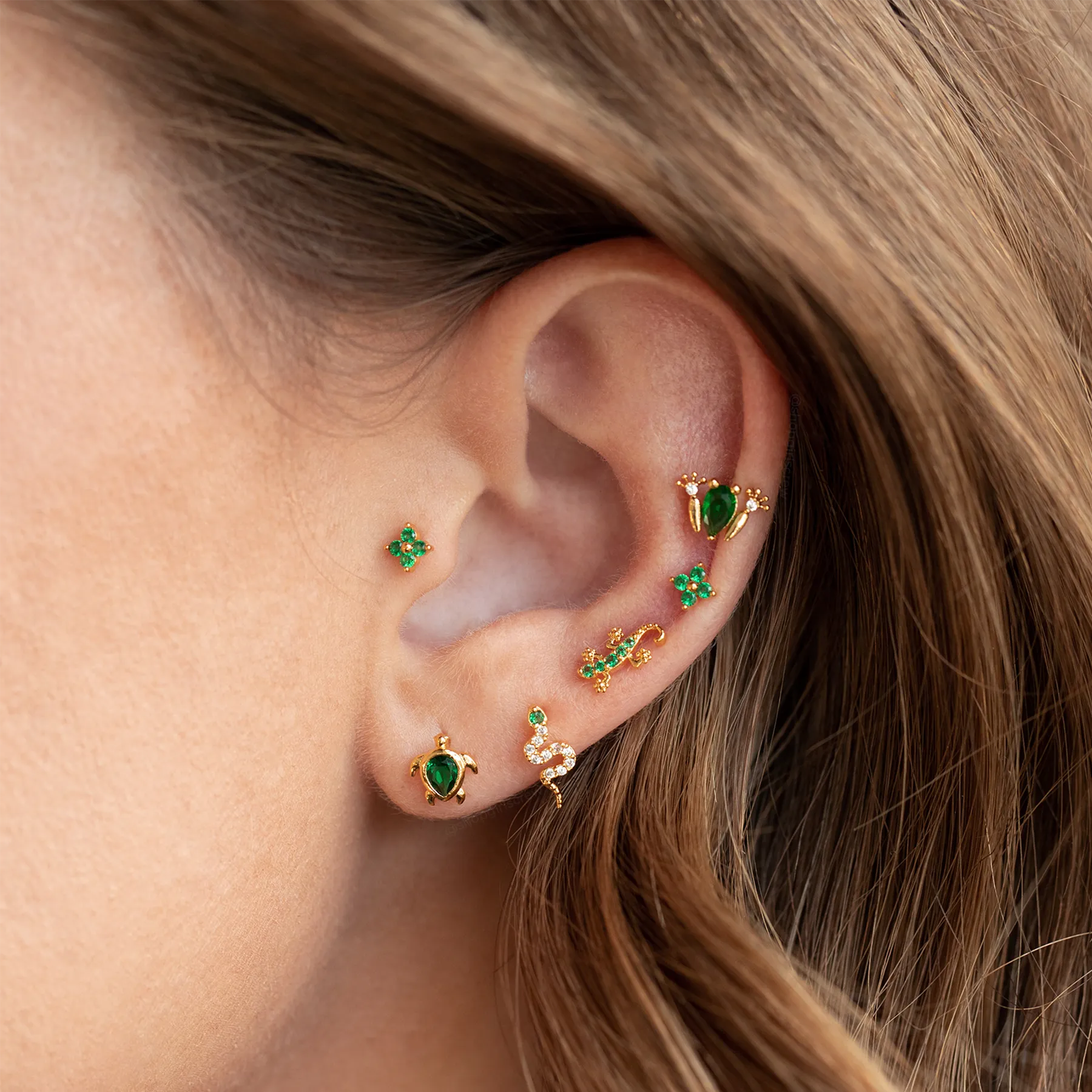 Green Jungle Earring Set