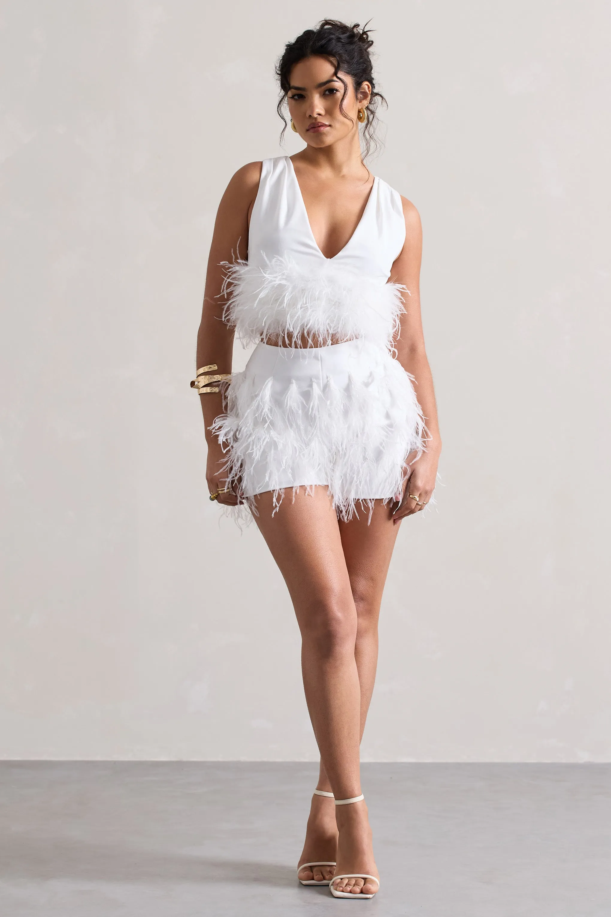 White Feather Shorts by Encore - Shop Now