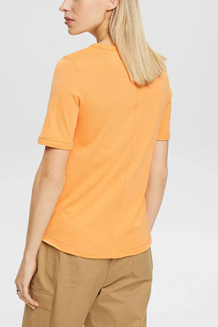 Esprit Golden Orange Heart Print Crew Neck Tee - Short Sleeve