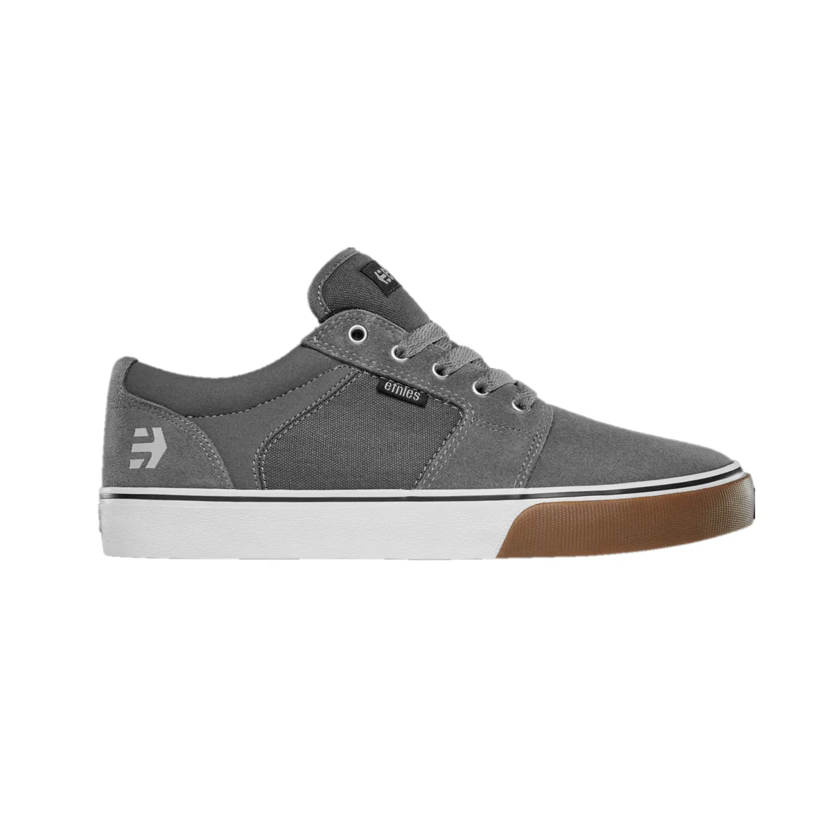 ETNIES 4101000351 069 BARGE LS MN'S (Medium) Dark Grey/White/Gum Suede & Canvas Skate Shoes