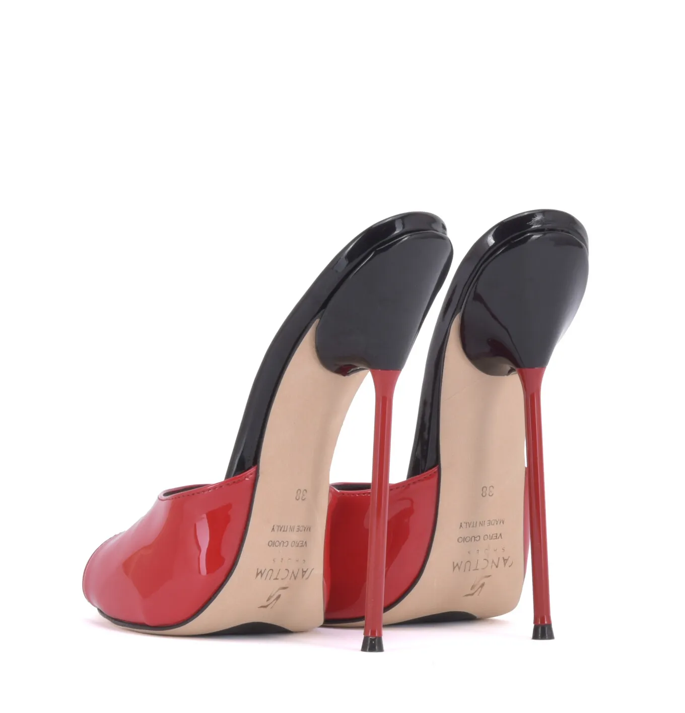 Extreme high Italian mules MAIA with metal needle heels