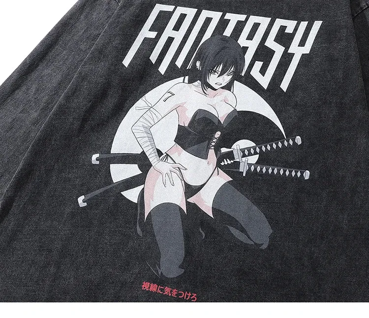 FANTASY Japanese Anime Girl Graphic T-Shirt