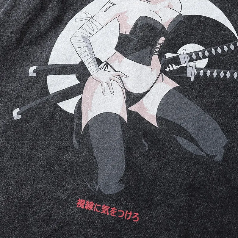 FANTASY Samurai Girl With Katana Graphic T-Shirt