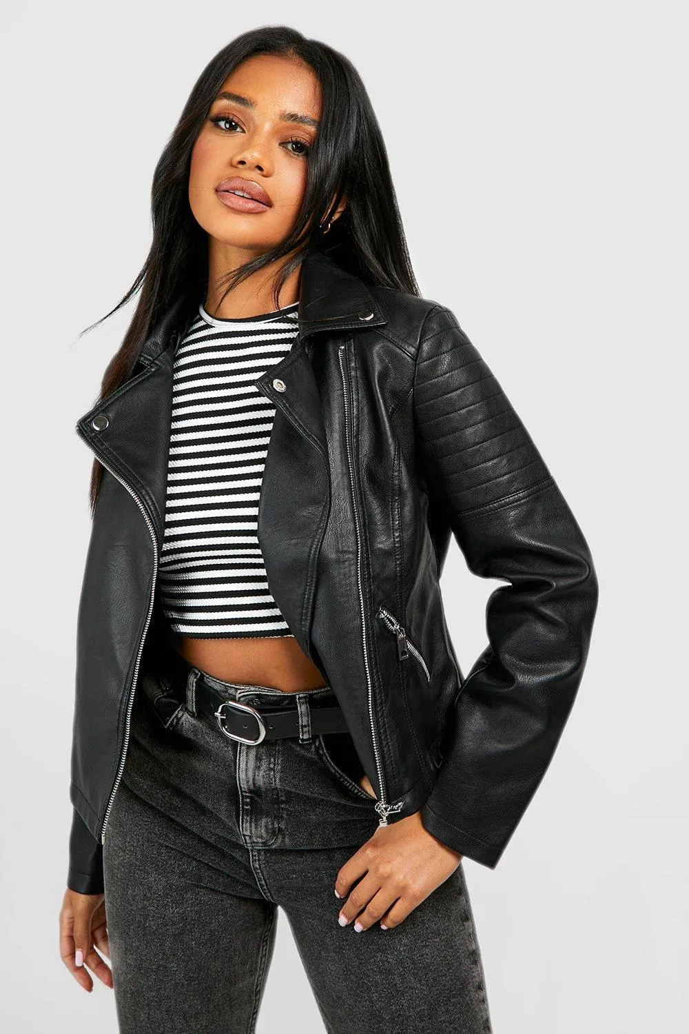 Faux Leather Moto Jacket