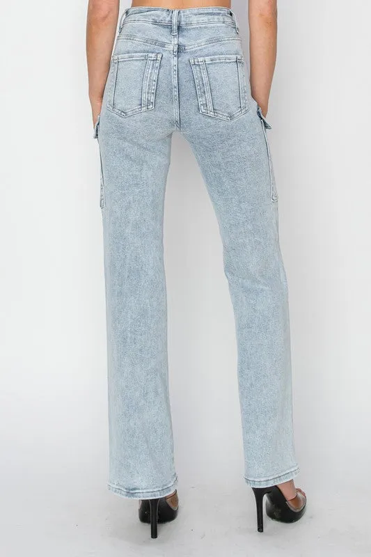 Risen Acid Wash Cargo Jeans - FINAL SALE