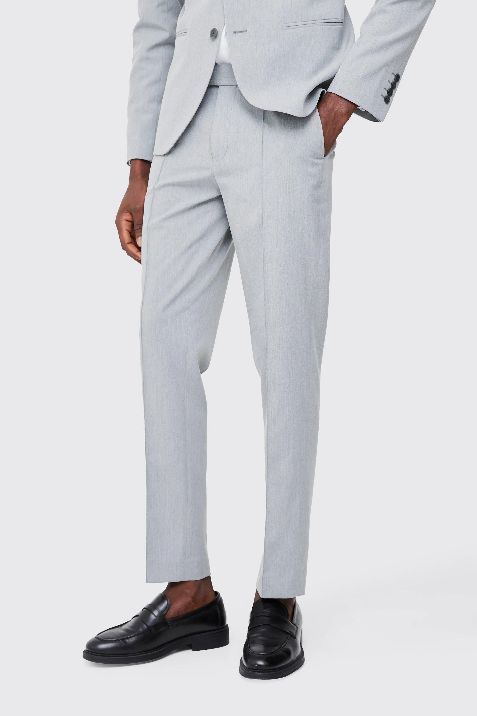 Fixed Waist Slim Pintuck Tailored Trousers