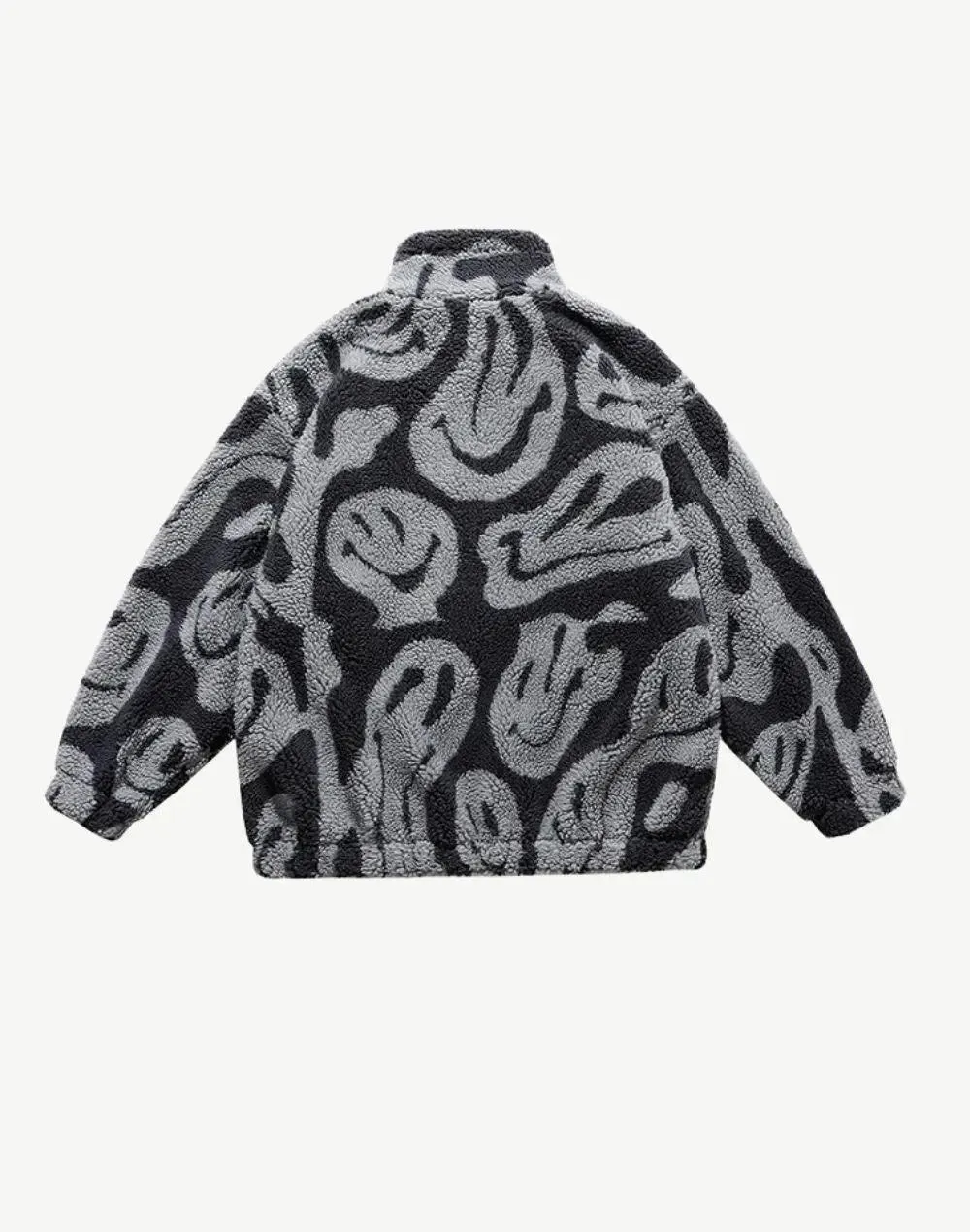 Fleece Jacket with Smiley Face Print