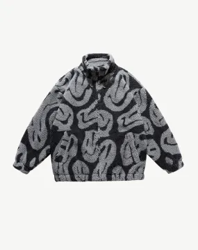 Fleece Jacket with Smiley Face Print