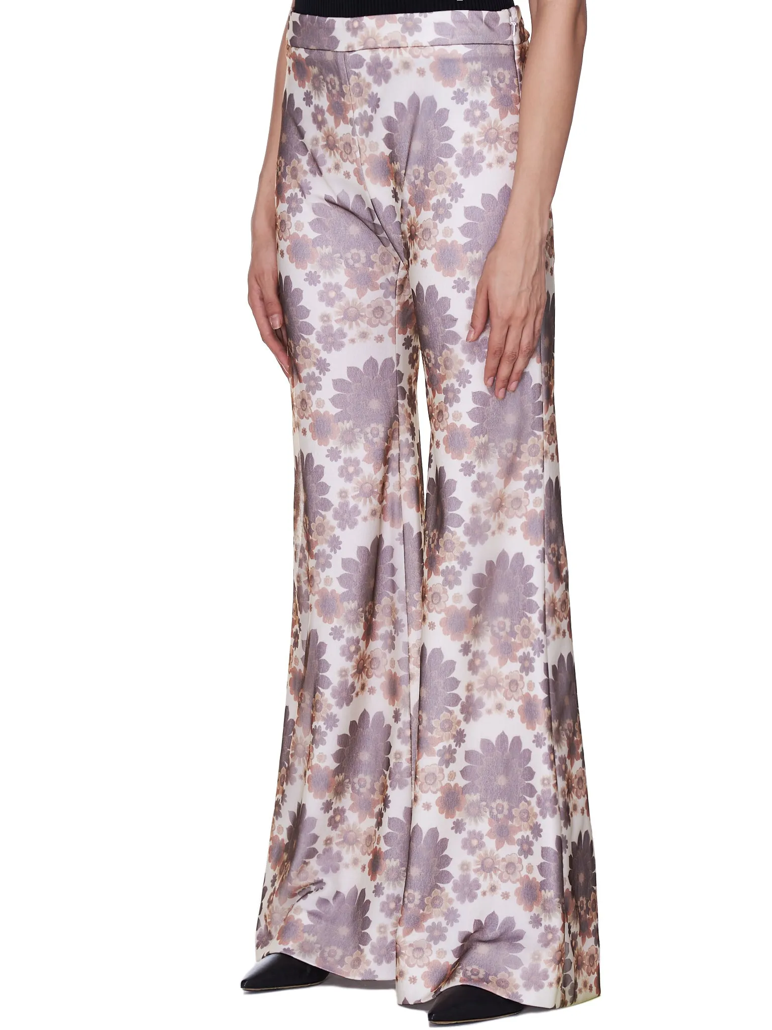 Floral Print Flared Trousers (WP048W-PCJ-BROWN-FLOWERS)