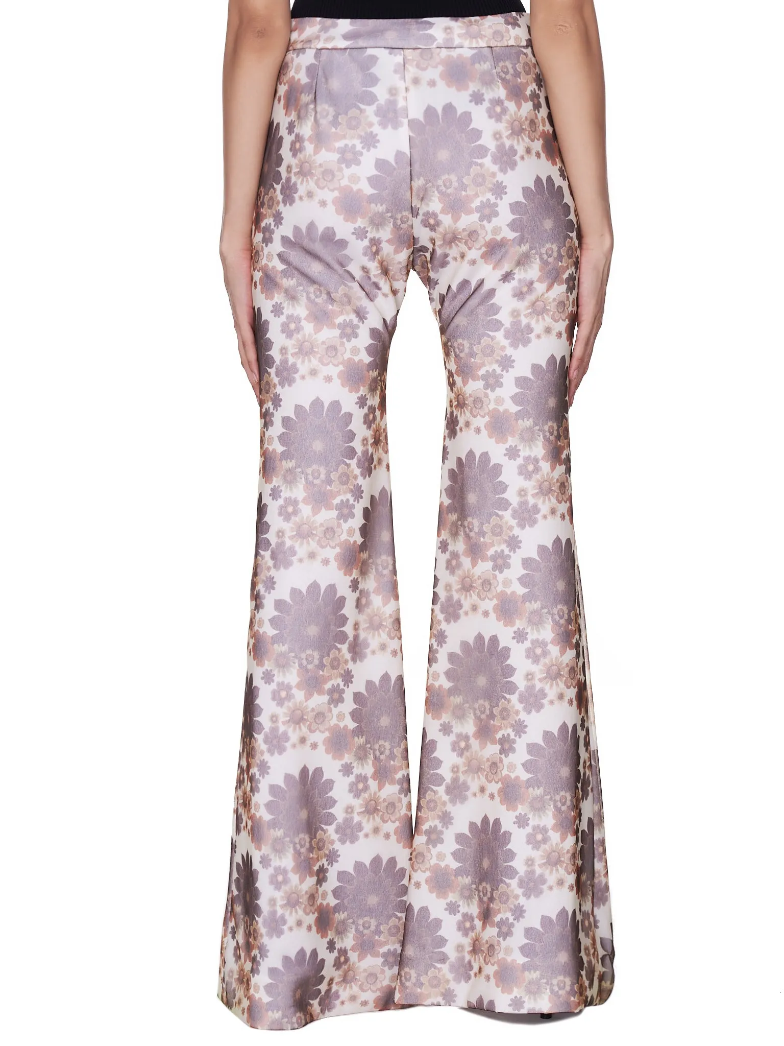 Floral Print Flared Trousers (WP048W-PCJ-BROWN-FLOWERS)