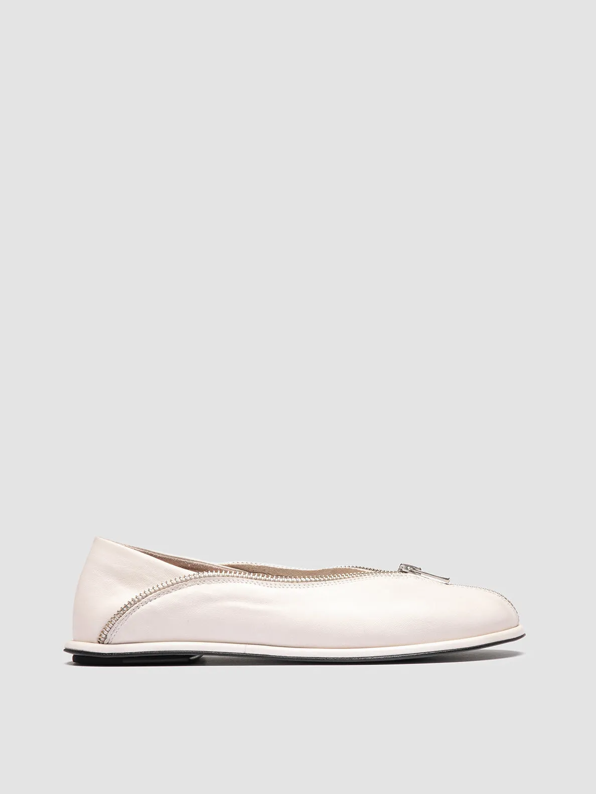 FONTAYNE 006 - White Leather Ballerina Shoes