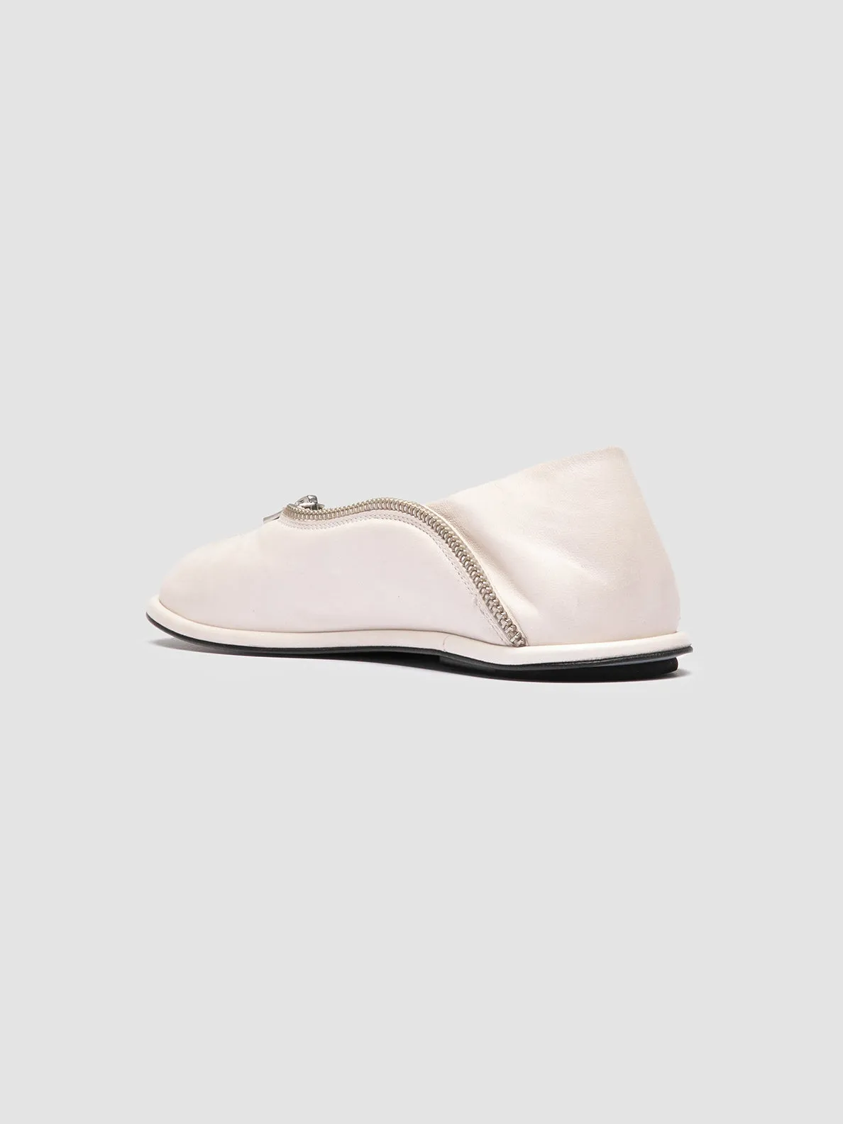 FONTAYNE 006 - White Leather Ballerina Shoes