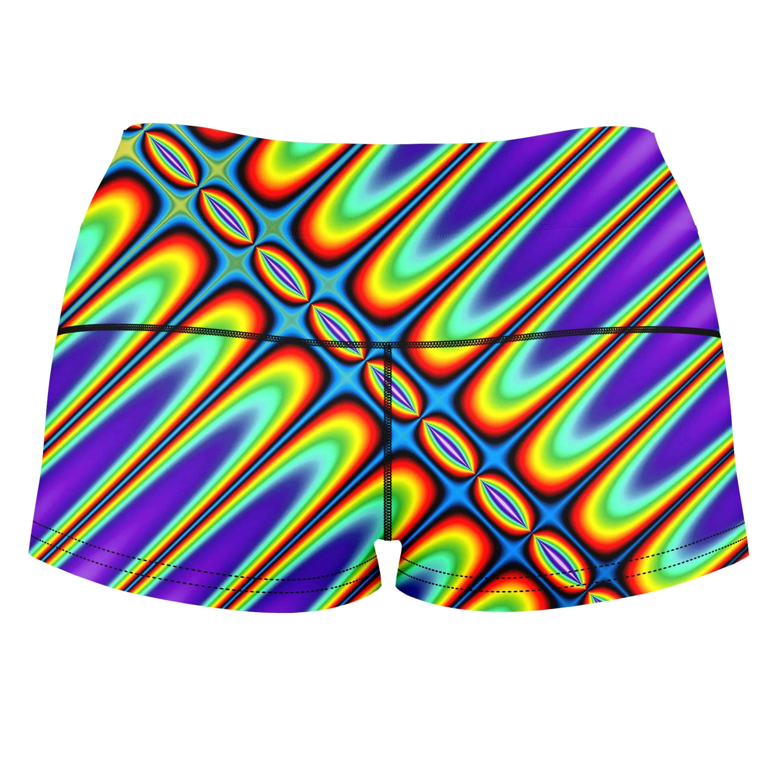 Fractal Groove High-Waisted Women's Shorts