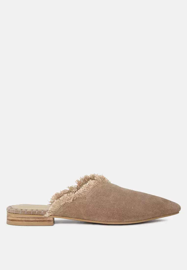 Frayed Leather Mules