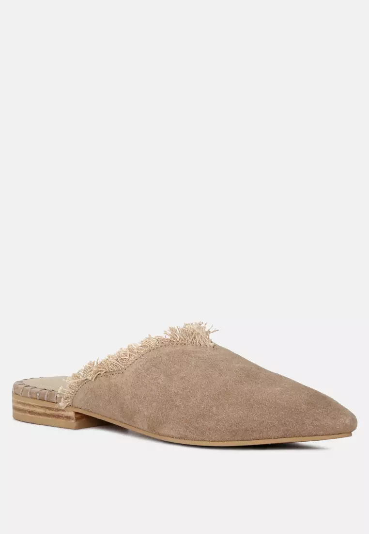 Frayed Leather Mules