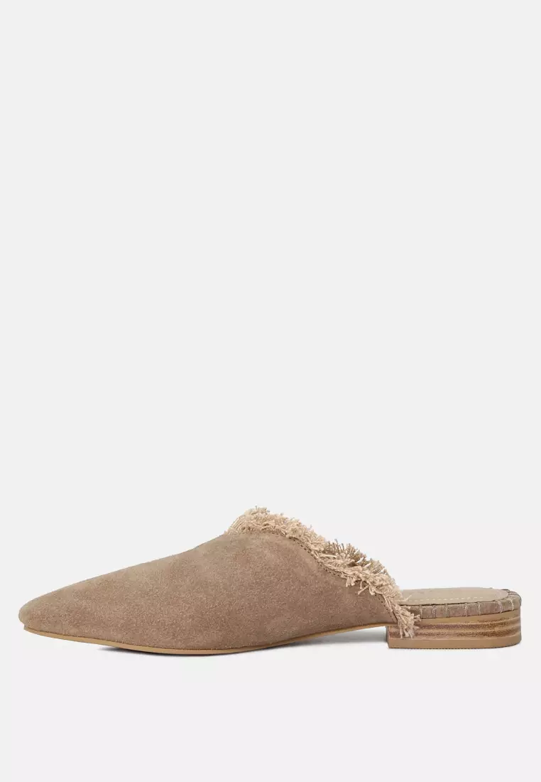 Frayed Leather Mules