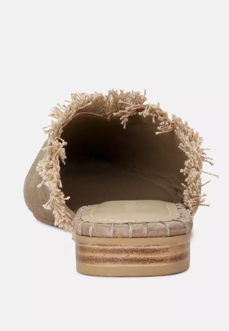 Frayed Leather Mules