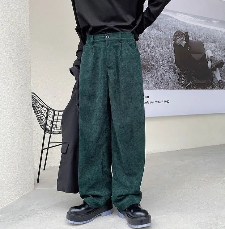 Front Pleat Corduroy Trousers