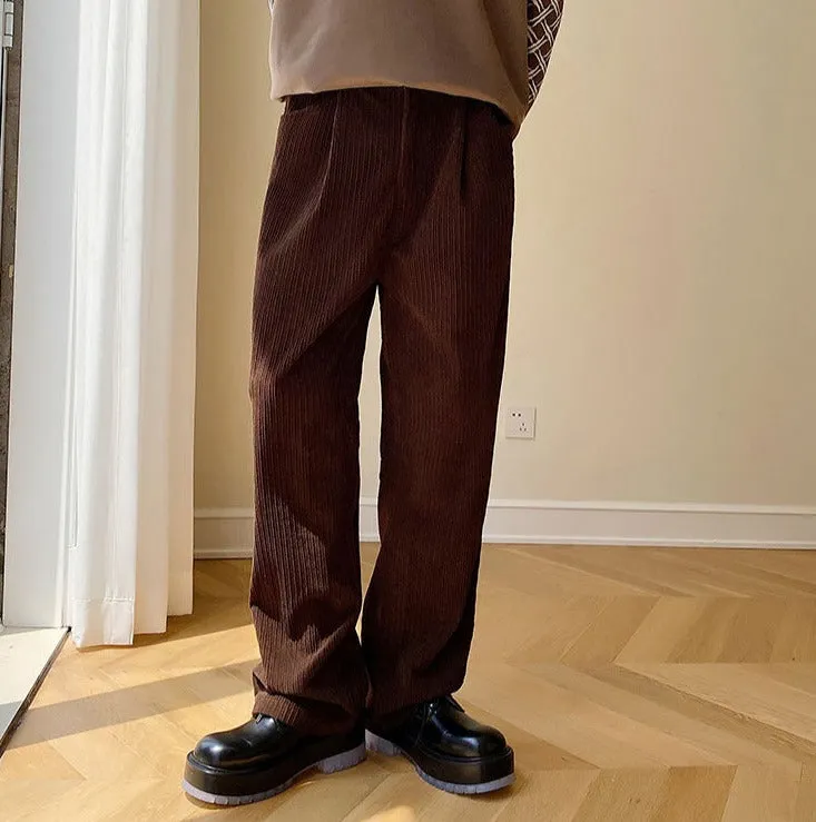 Front Pleat Corduroy Trousers