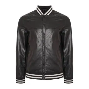 Genuine Leather varsity Bomber Jacket For Men