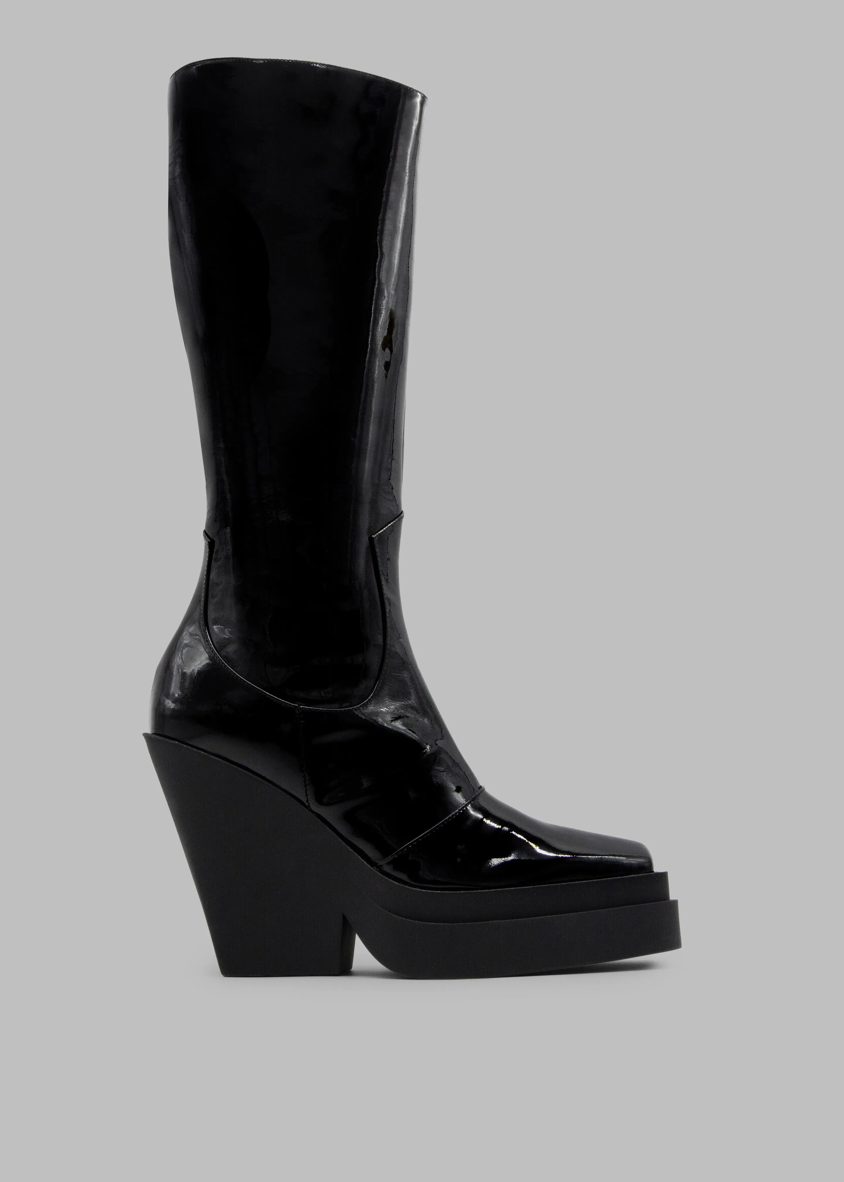 Gia Borghini Gia 14 Knee-High Texan Boots - Patent Black