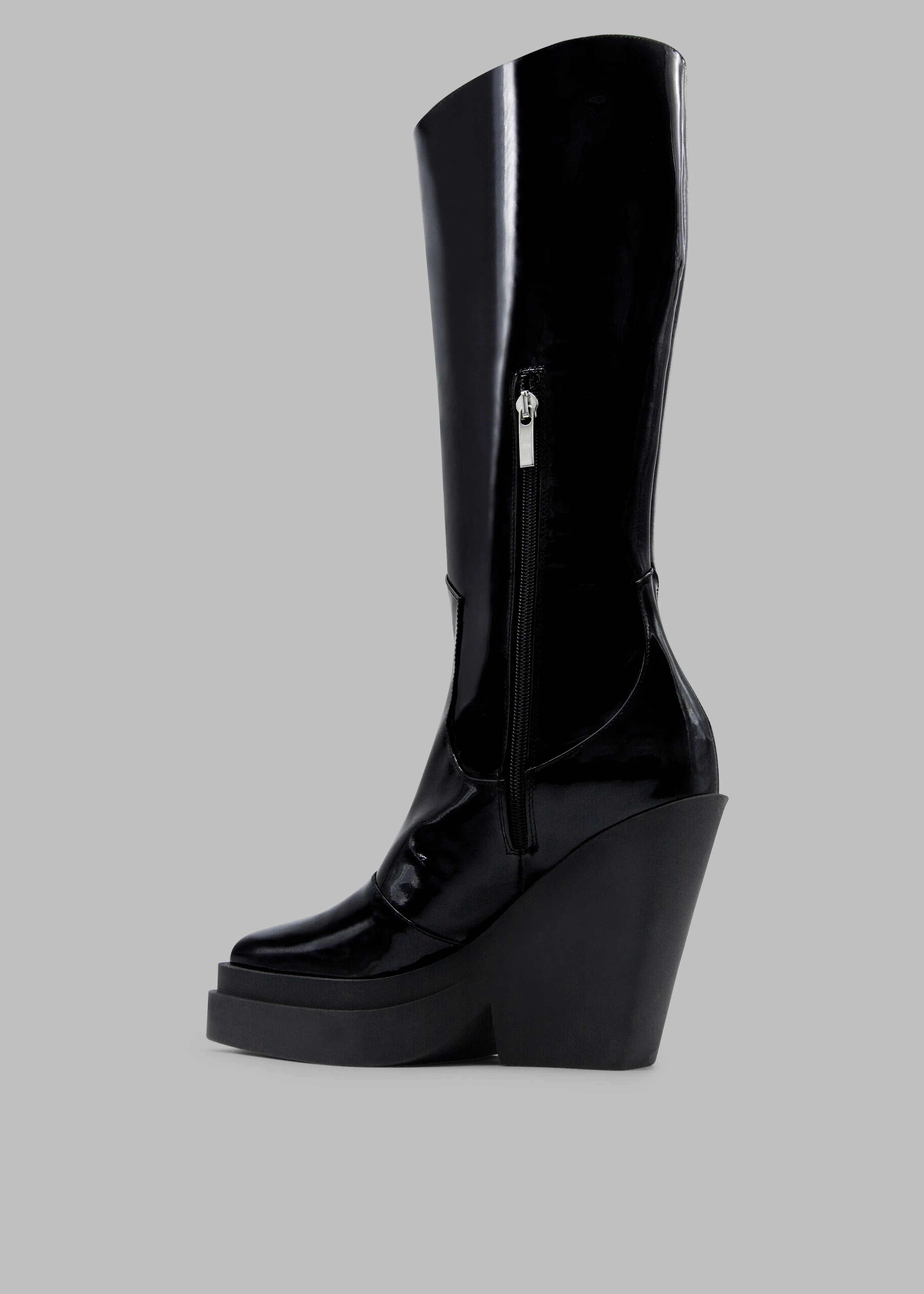 Gia Borghini Gia 14 Knee-High Texan Boots - Patent Black