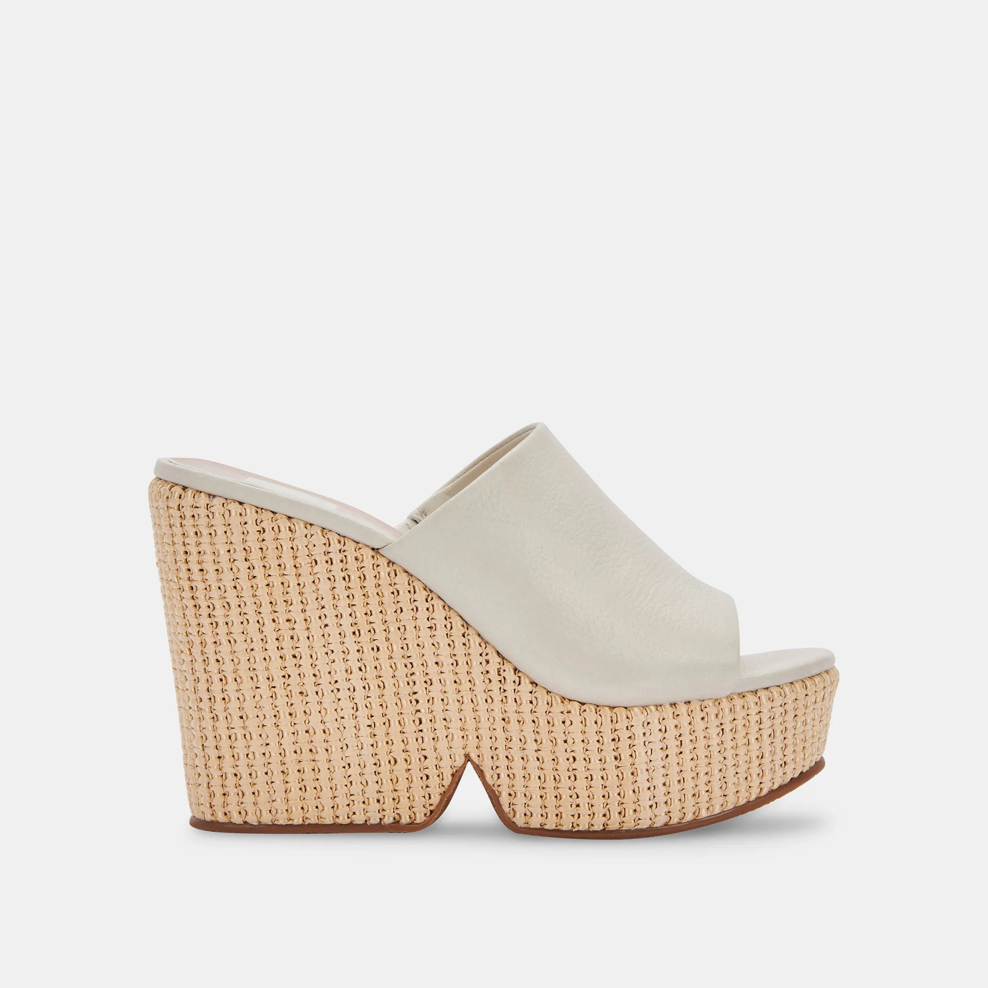 Ivory Leather Gilma Wedge Sandals