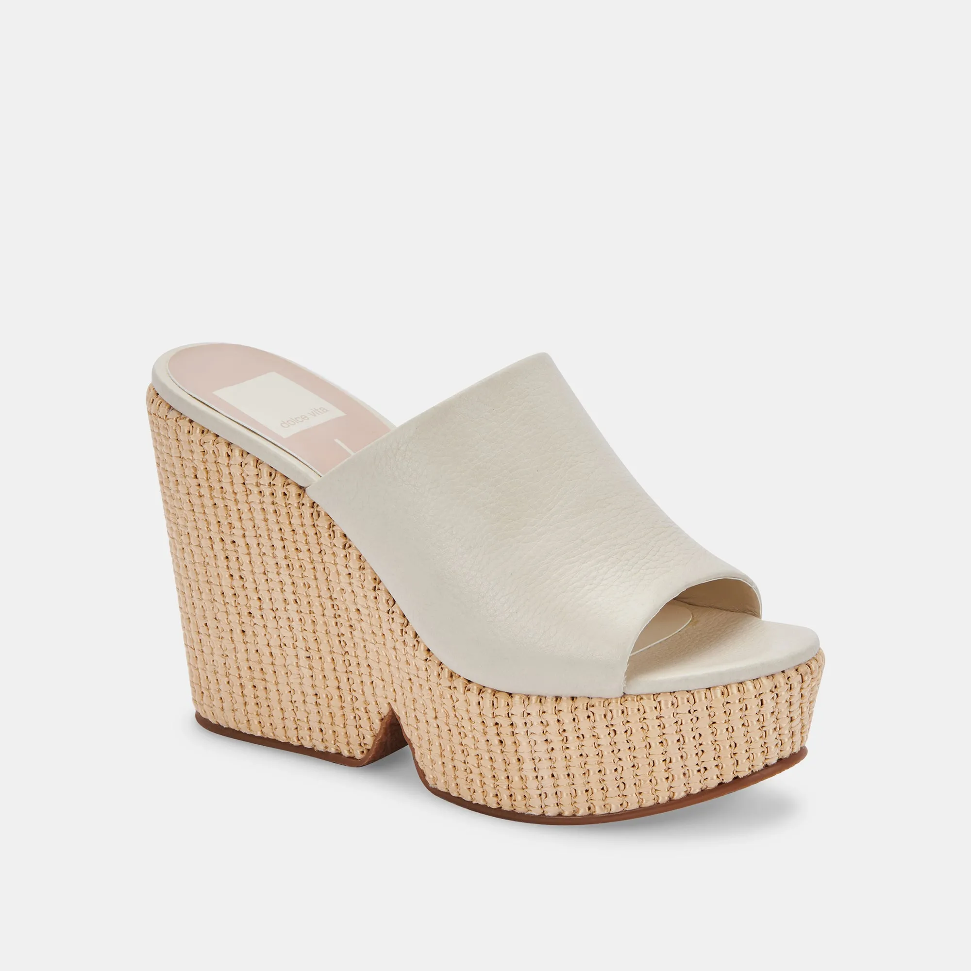 Ivory Leather Gilma Wedge Sandals